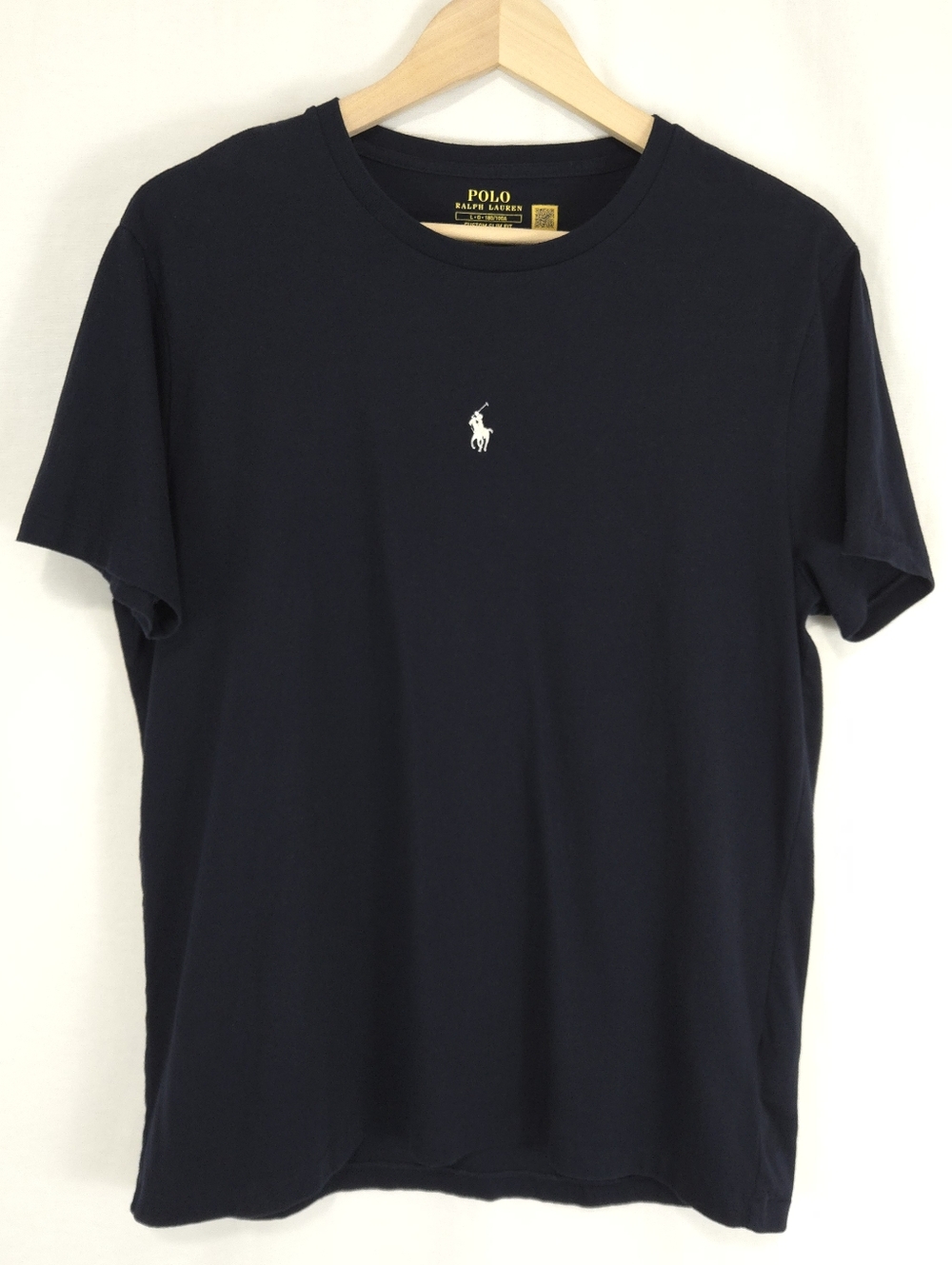 Polo Ralph Lauren Men's Navy Crew T-Shirt Center Pony Logo Custom Slim Fit
